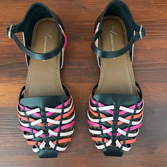 Anthropologie Multicolor Huarache Strap Shoes Size 6 - Picture 2 of 11